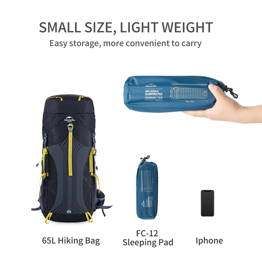 Naturehike Camping Sleeping Pad, Ultralight Inflatable Sleeping Mat with Pillow, view 3