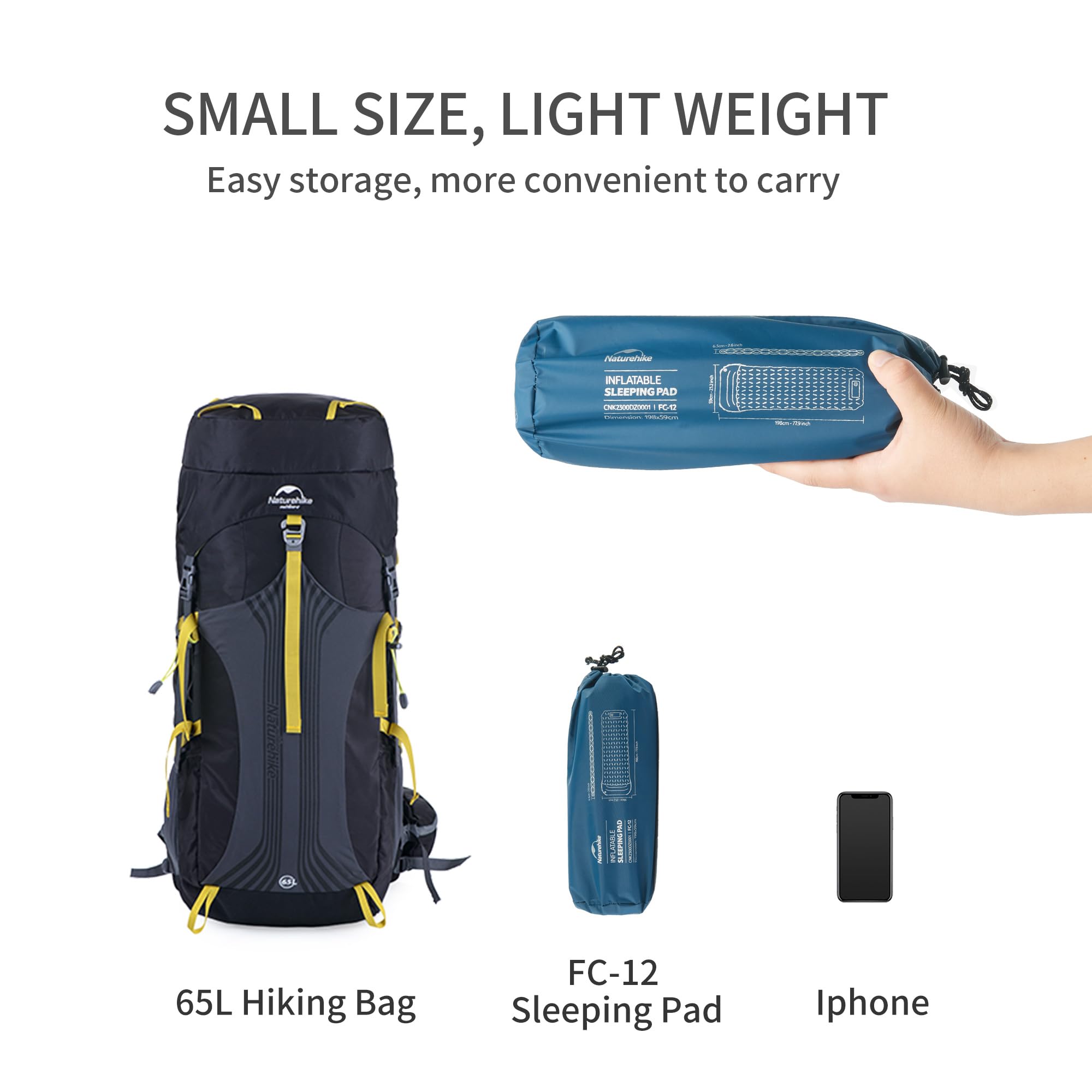 Naturehike Camping Sleeping Pad, Ultralight Inflatable Sleeping Mat with Pillow