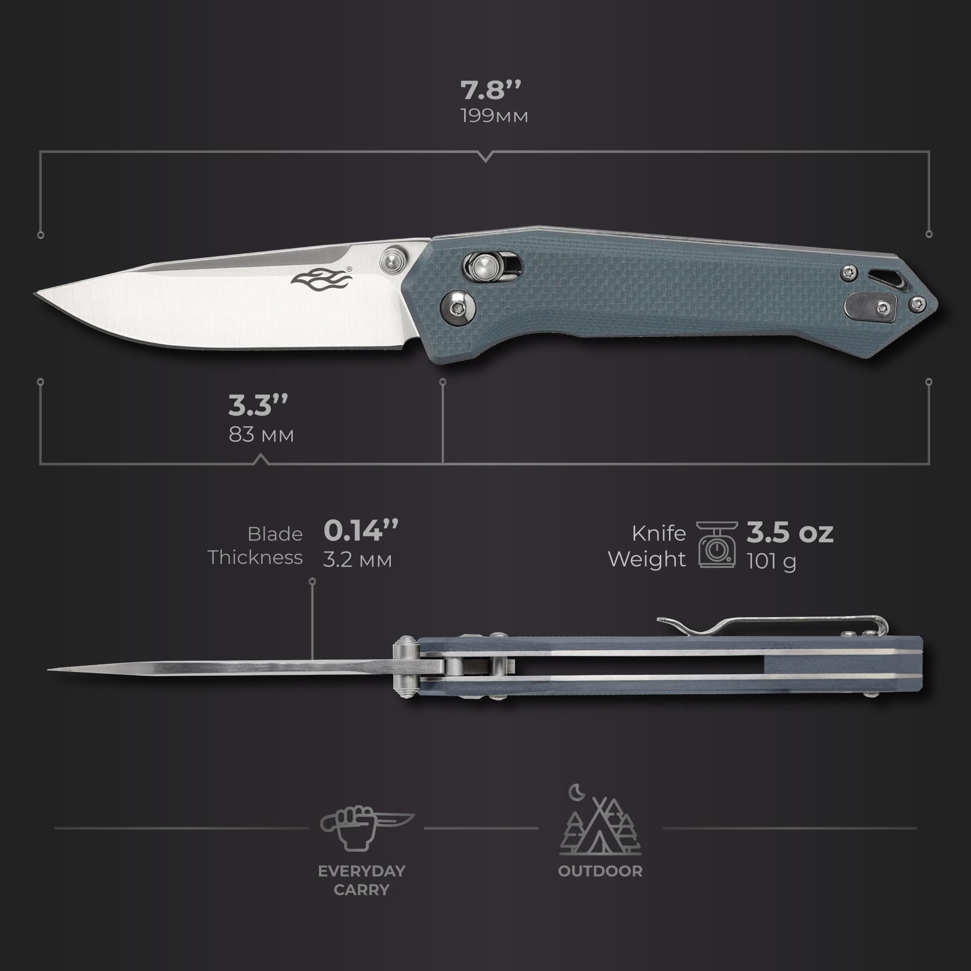 Firebird Ganzo FB7651-GY Pocket Folding Knife 440C