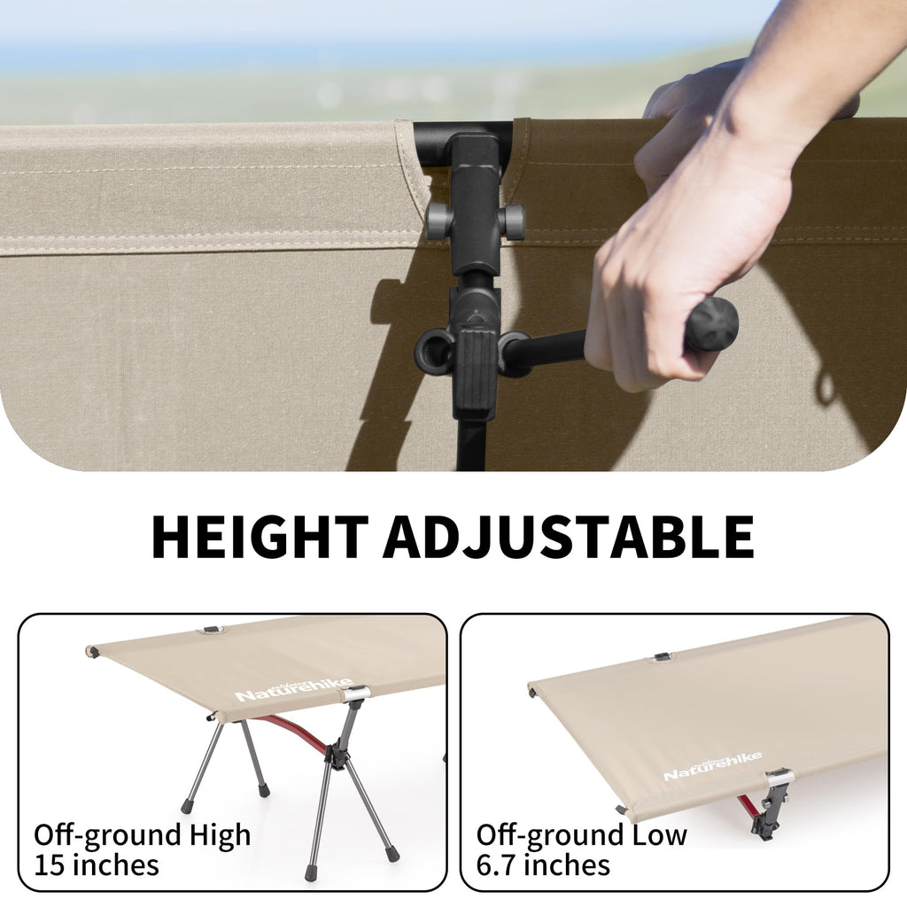 Naturehike ArmyWild Folding Camping Cot, Height Adjustable Ultralight Backpackin, view 3