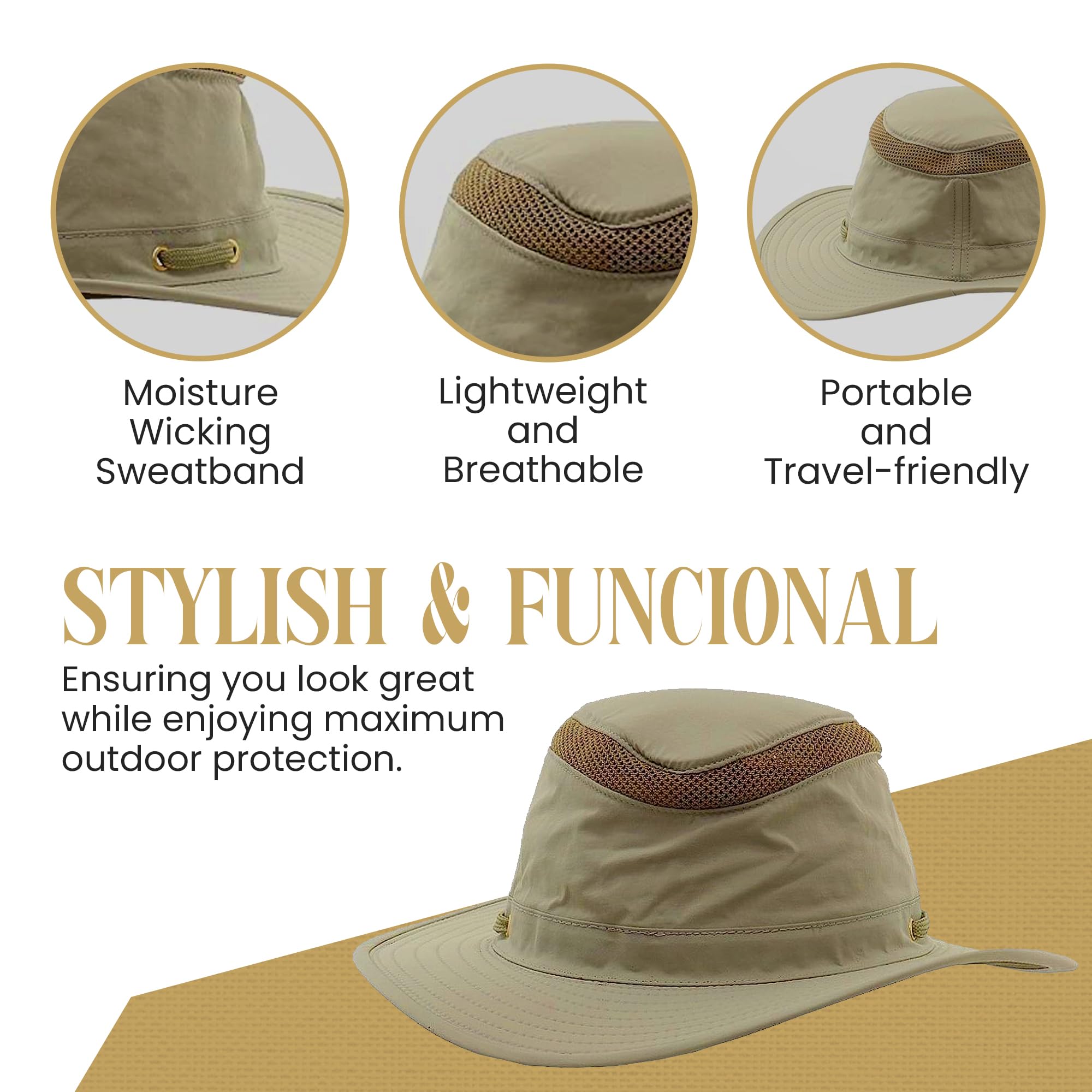 Henschel Men's 10 Point Multi-Feature UPF 50 Booney Hat, Tan, Large