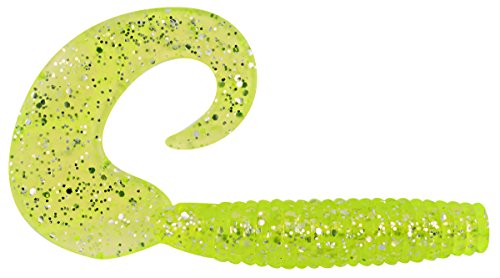Hurricane Curl Tail Grub, Chartreuse/Silver Flake, 6-Inch