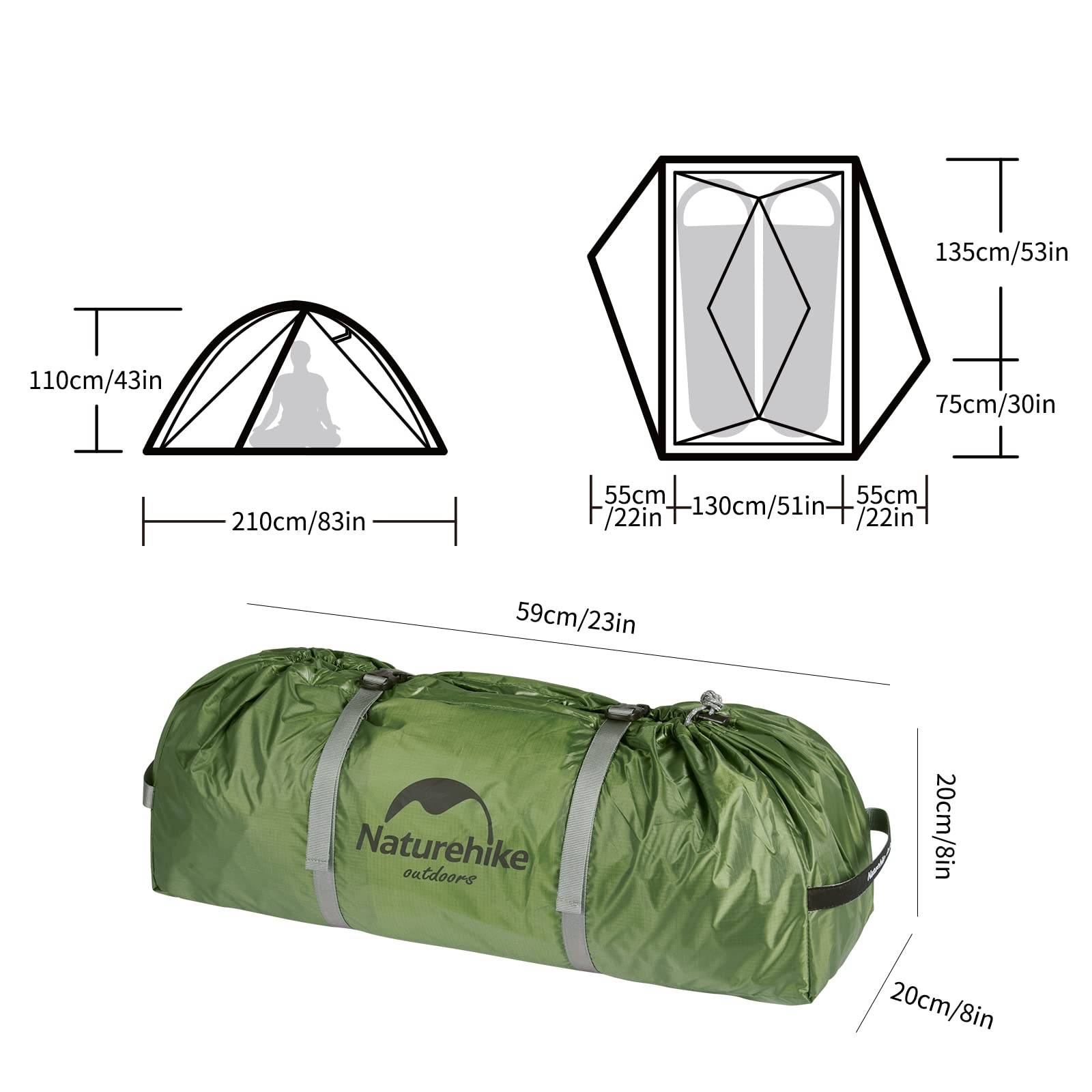 Naturehike Canyon 2 Person Pop Up Tent, Easy Set up Instant Tent for Two Person,