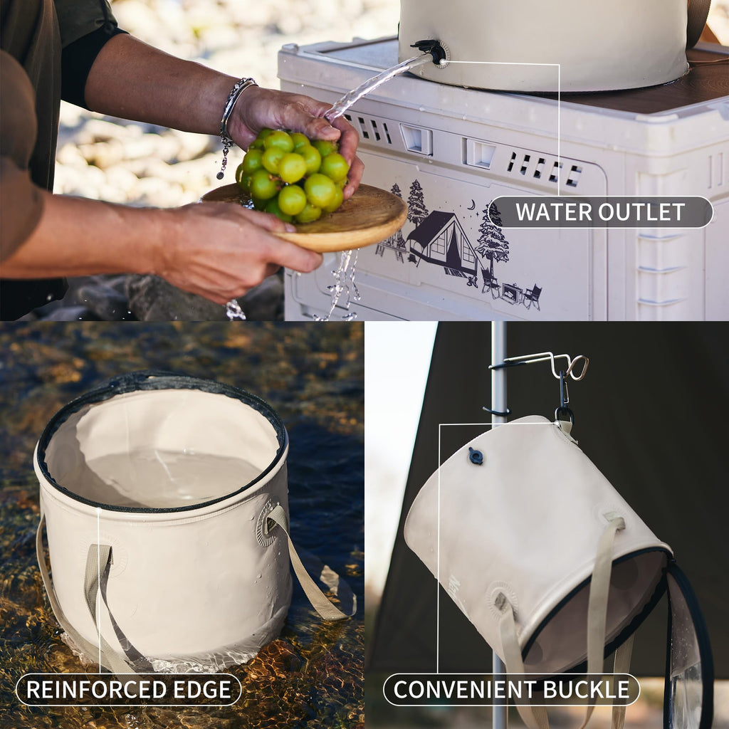 Naturehike 20L Multipurpose Collapsible Bucket, Folding Bucket Wash Basin with L, view 6