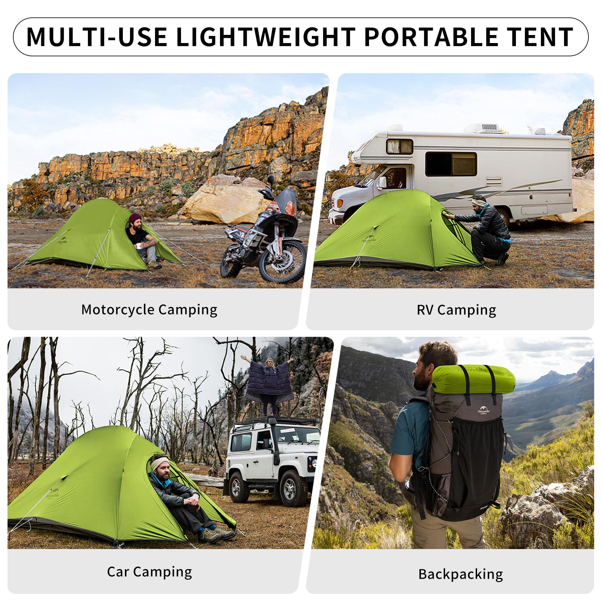 Naturehike Cloud-Up 2 Person Tent Lightweight Backpacking Tent with Footprint -