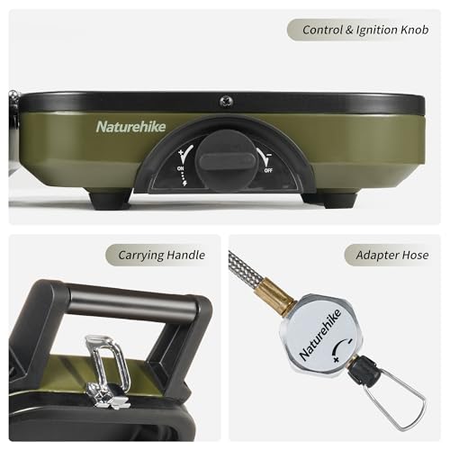 Naturehike 2 Burner Folding Camping Stove with Griddle, Portable Camp Gas Stove