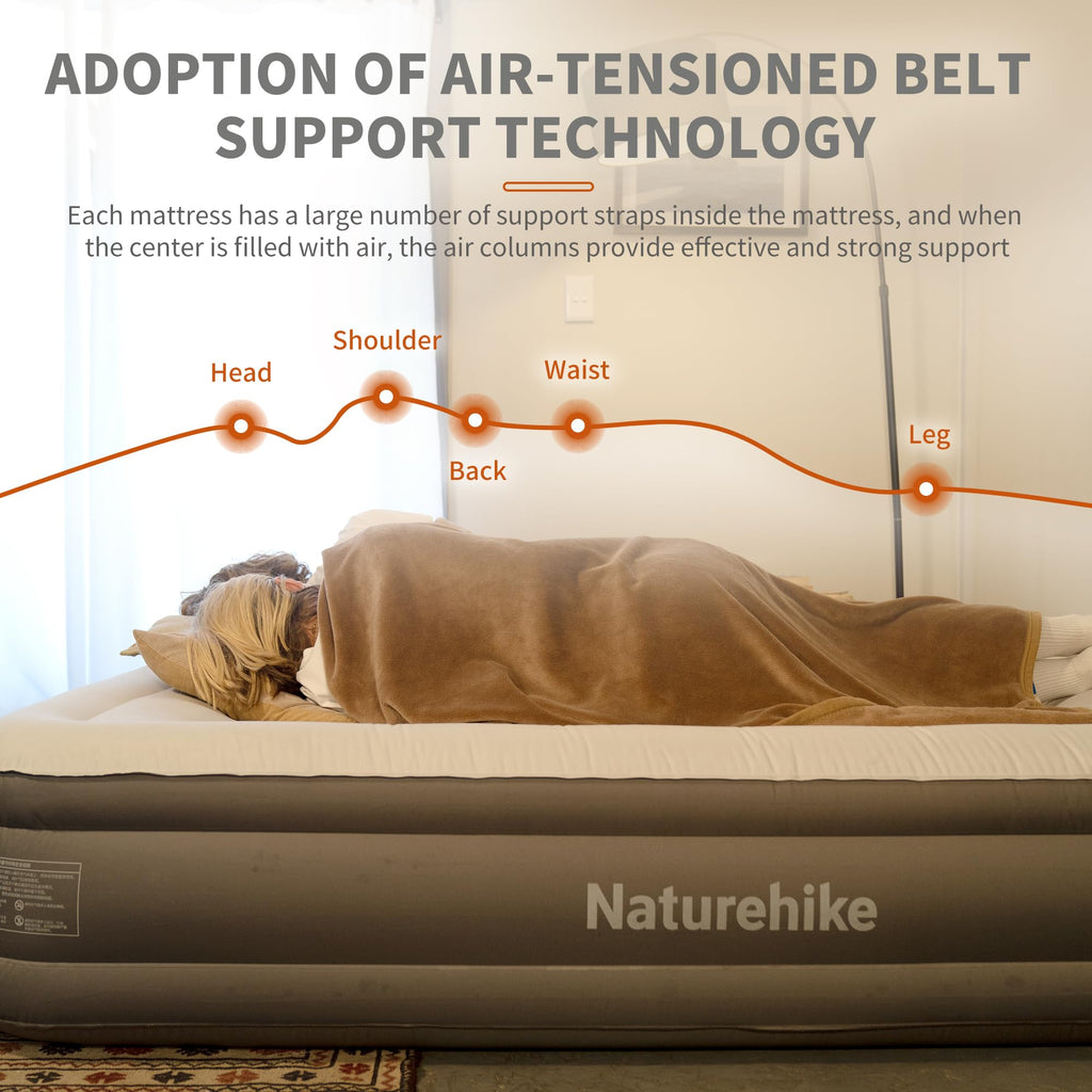 Naturehike Deluxe Fabric Air Mattress with Inflatable Self-Stop High-Speed Pump,, view 4