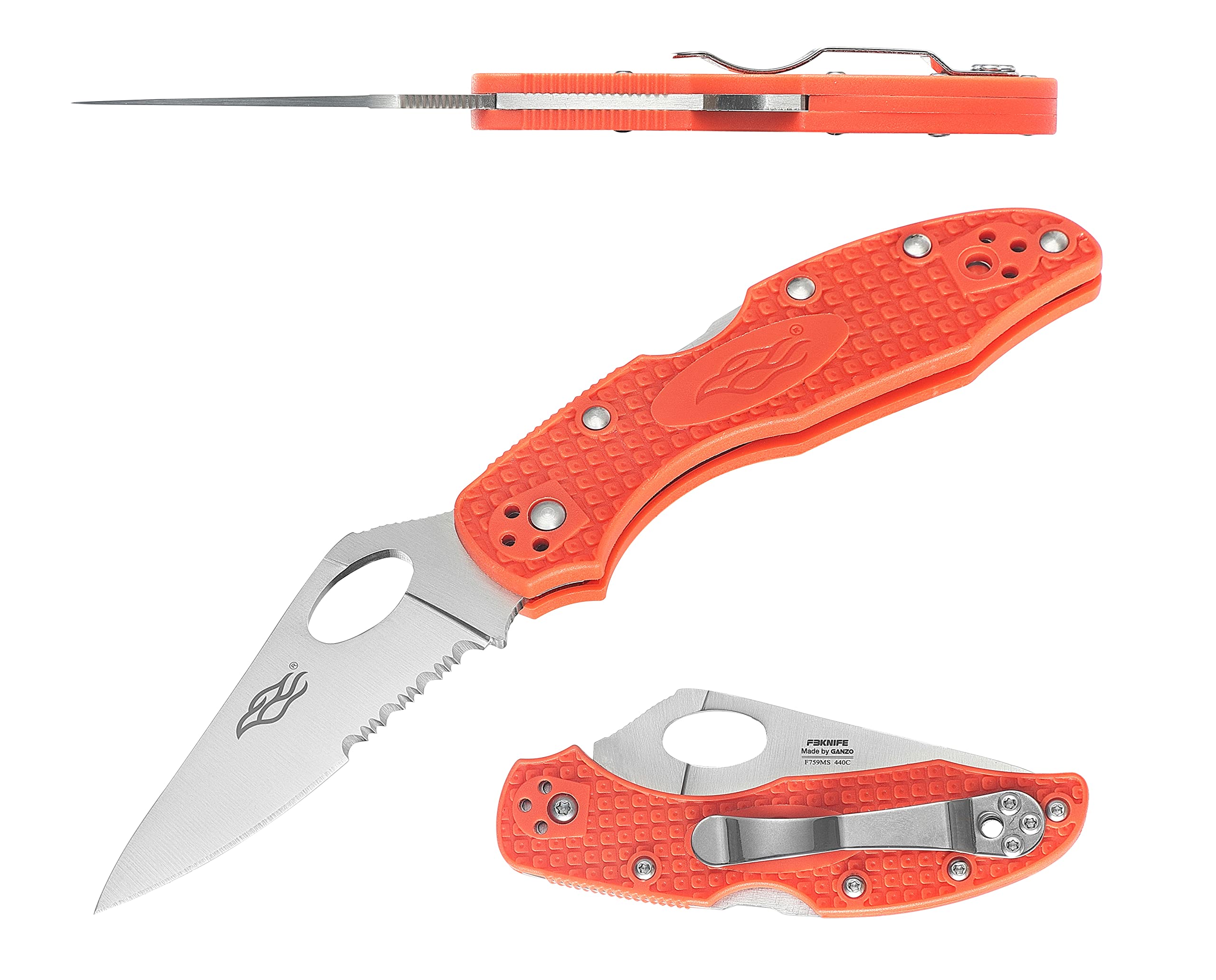Firebird GANZO F759MS-OR Serrated Blade Pocket Folding Knife 440C