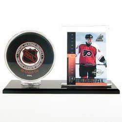 Black Acrylic Base Hockey Puck & Card Holder