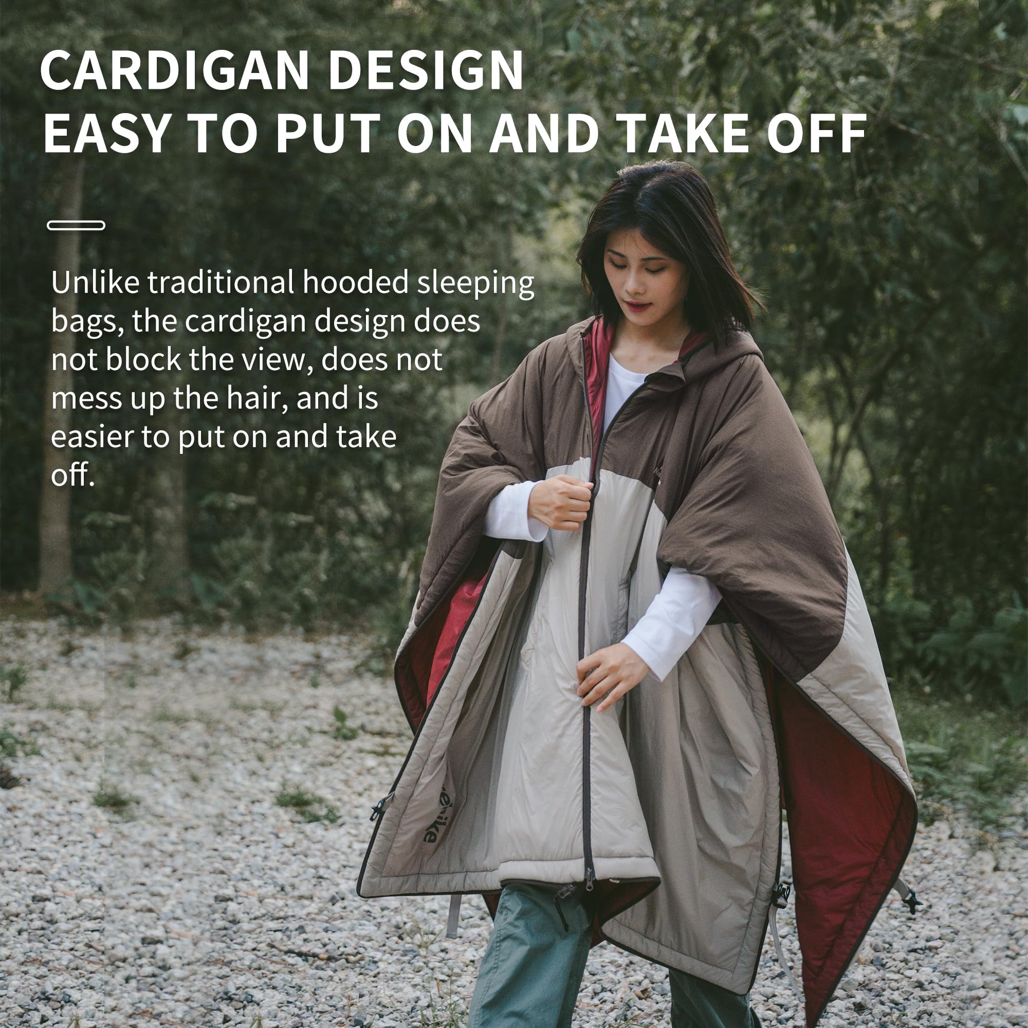 Naturehike Wearable Hooded Poncho Sleeping Bags with Teflon Fabric and Imitation