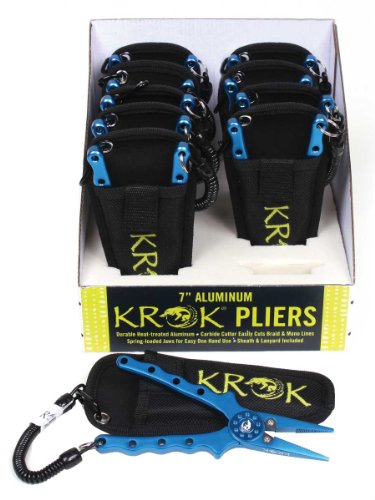 KROK APRP7 Aluminum Pliers 7.5" Straight Jaw w/side cutter, Lanyard & Sheath