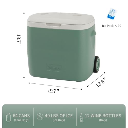 Naturehike 40QT Wheeled Hard Cooler, Insulated Food Safety Ice Chest Box with Te, view 6