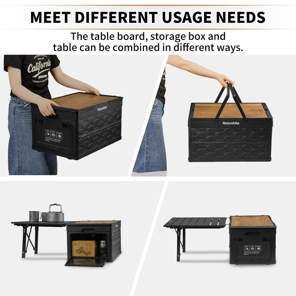 Naturehik Lispace Camping Table with Storage Box, 50L Collapsible Trunk Organize, view 3
