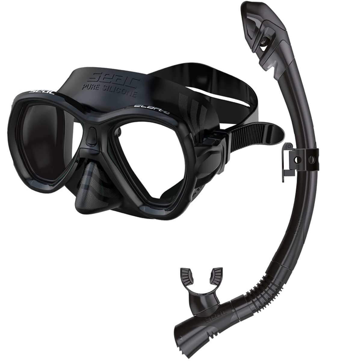 SEAC Set Bis Elba Dry, Snorkeling Set with 100% Pure Silicone Mask and Snorkel w