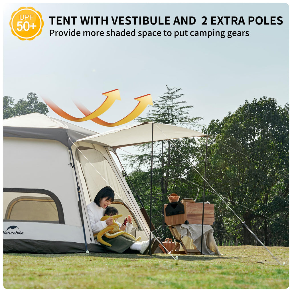 Naturehike Ango Pop Up Tent Automatic Tent Outdoor Portable Folding 3 Person Fam, view 5
