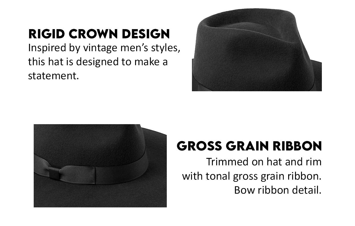 Lack of Color Women's Rancher Fedora Hat (Noir, Small (55 cm))