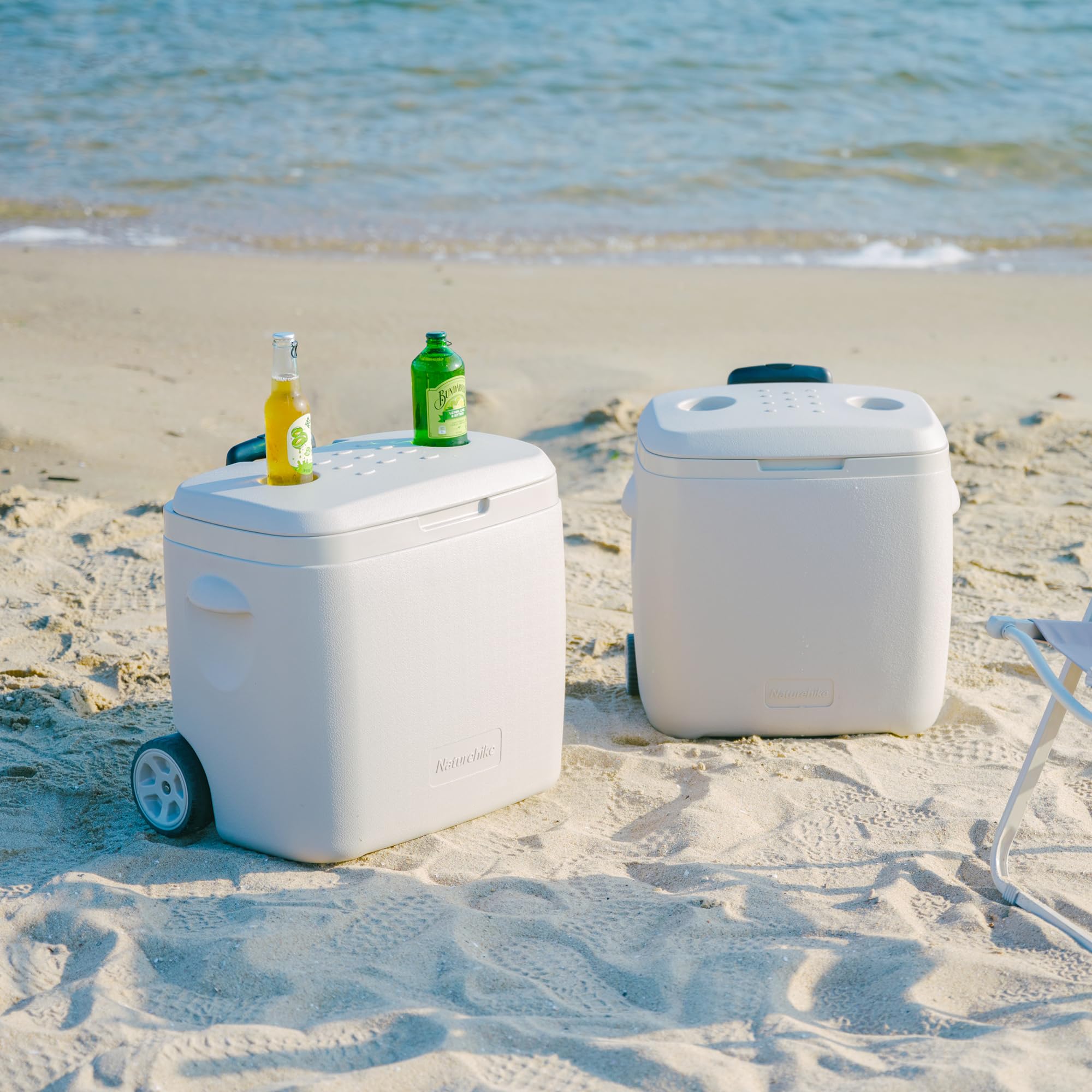 Naturehike 40QT Wheeled Hard Cooler, Insulated Food Safety Ice Chest Box with Te