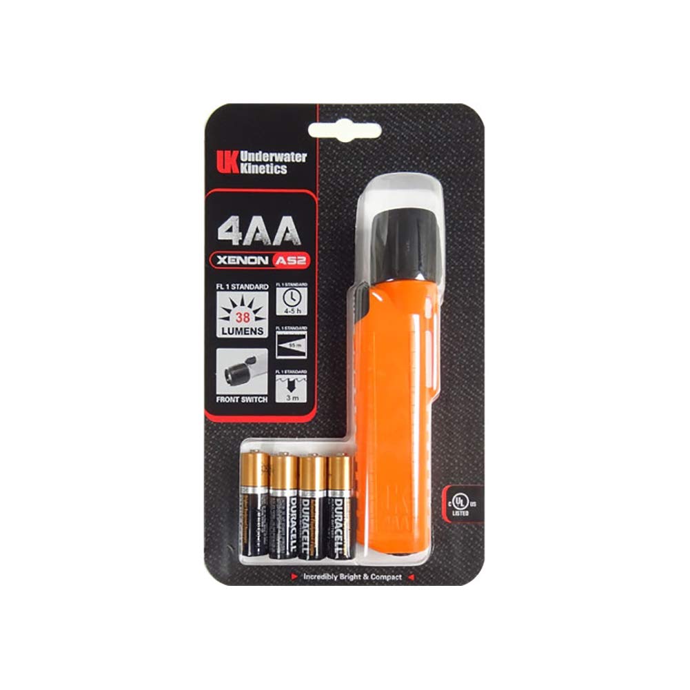 Underwater Kinetics 4 AA Xenon Front Switch Flashlight (Orange), view 3