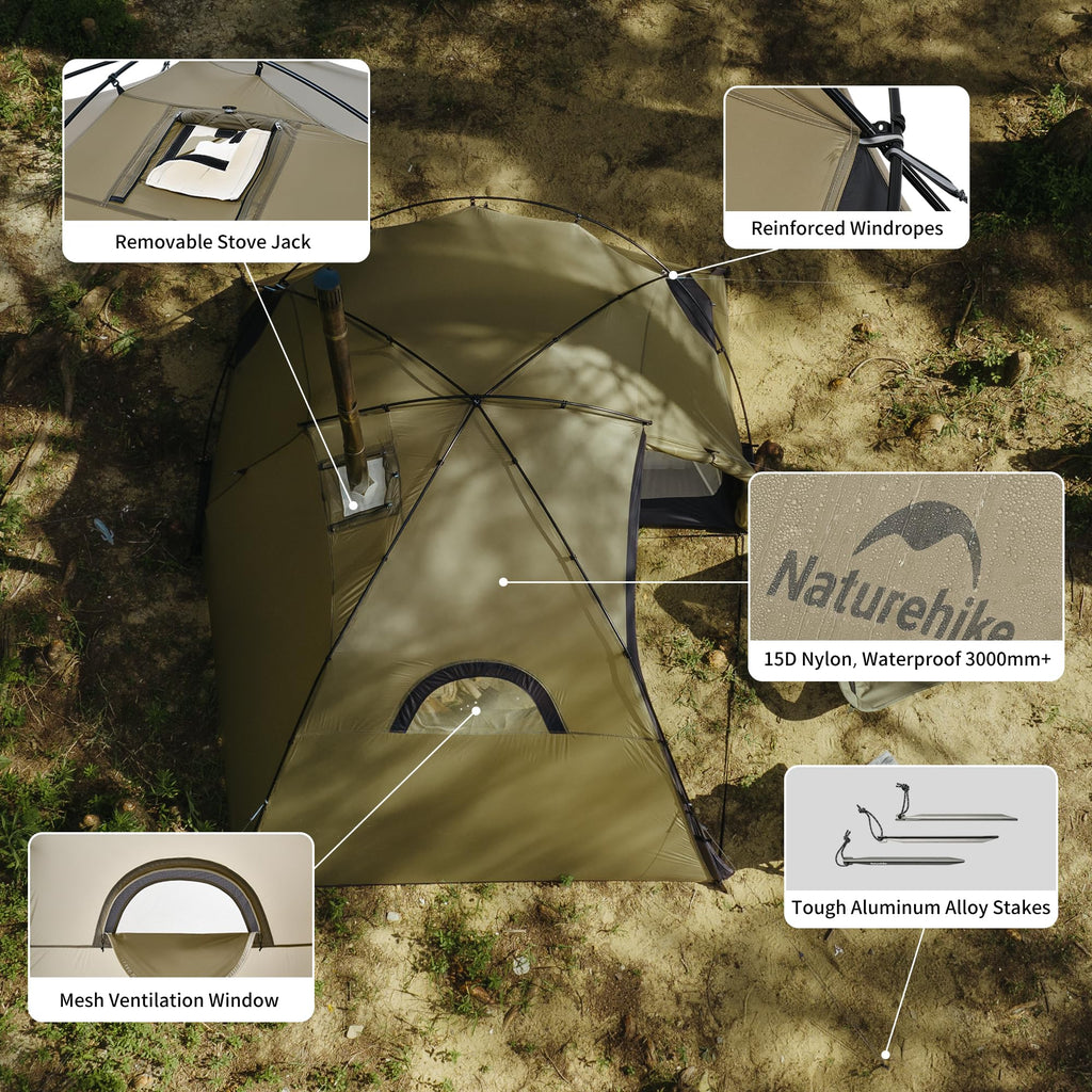 Naturehike Massif Hot Tent with Stove Jack, 4 Season Tent, 1/2/4/6 Person Campin, view 4