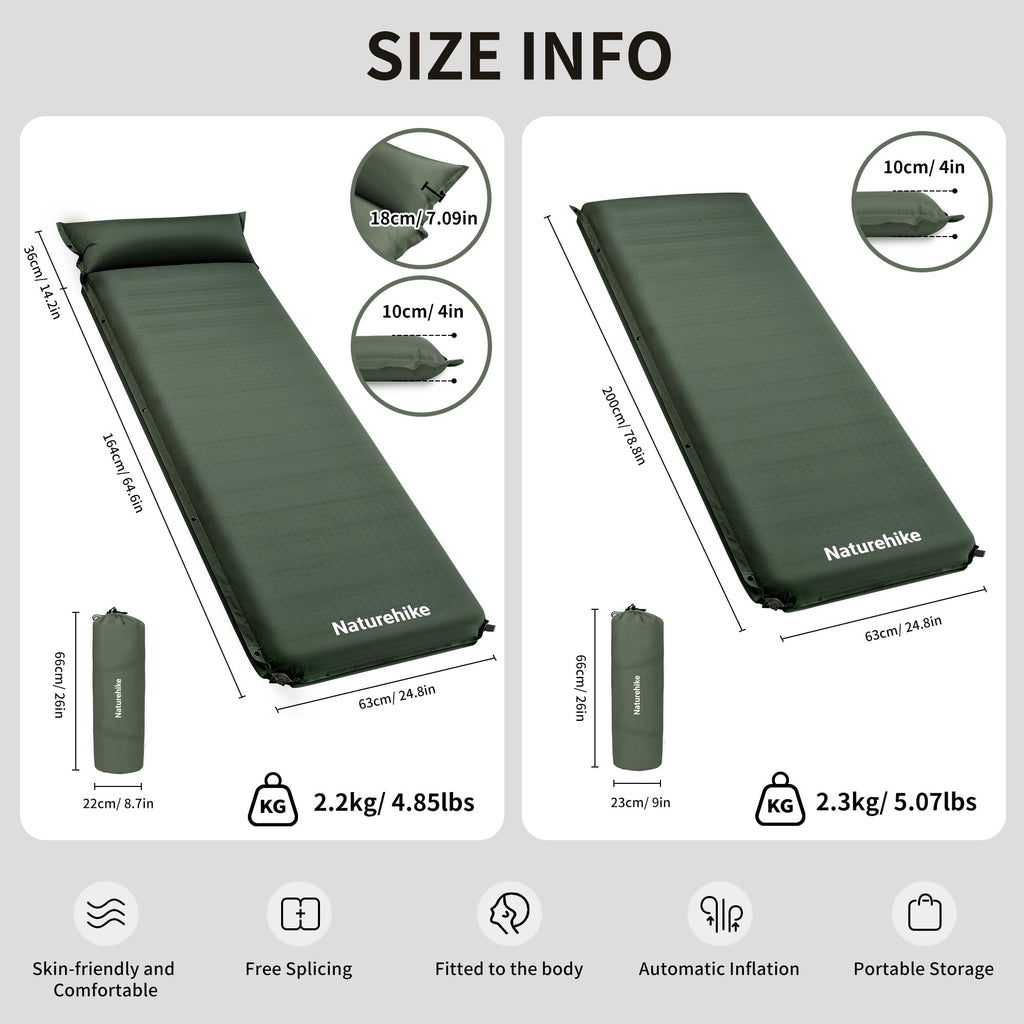 Naturehike 4"/10cm Ultra Thick Foam Self Inflating Sleeping Pad, R9.5 Patchwork, view 2