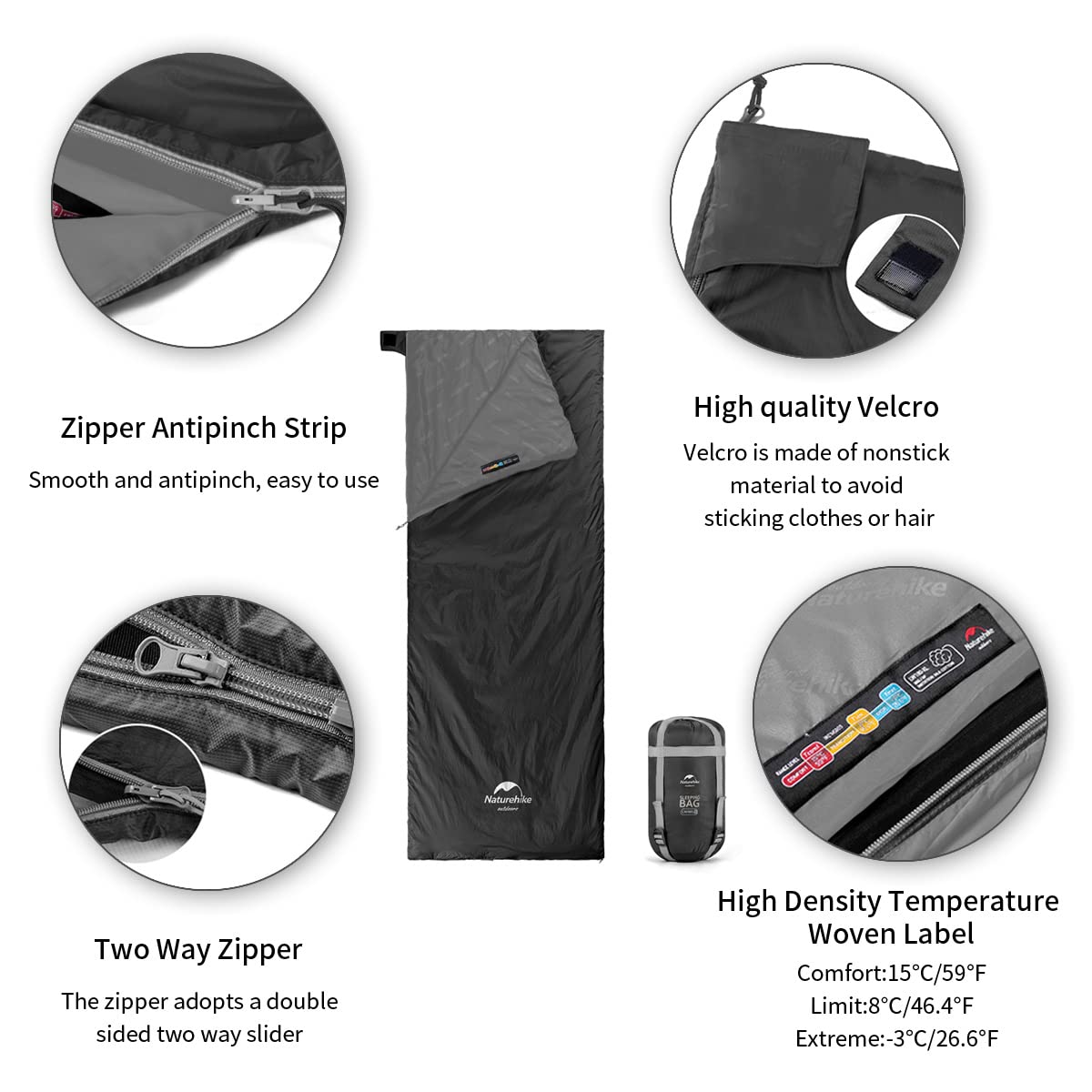 Naturehike Ultralight Sleeping Bag - Envelope Lightweight Portable, Waterproof,