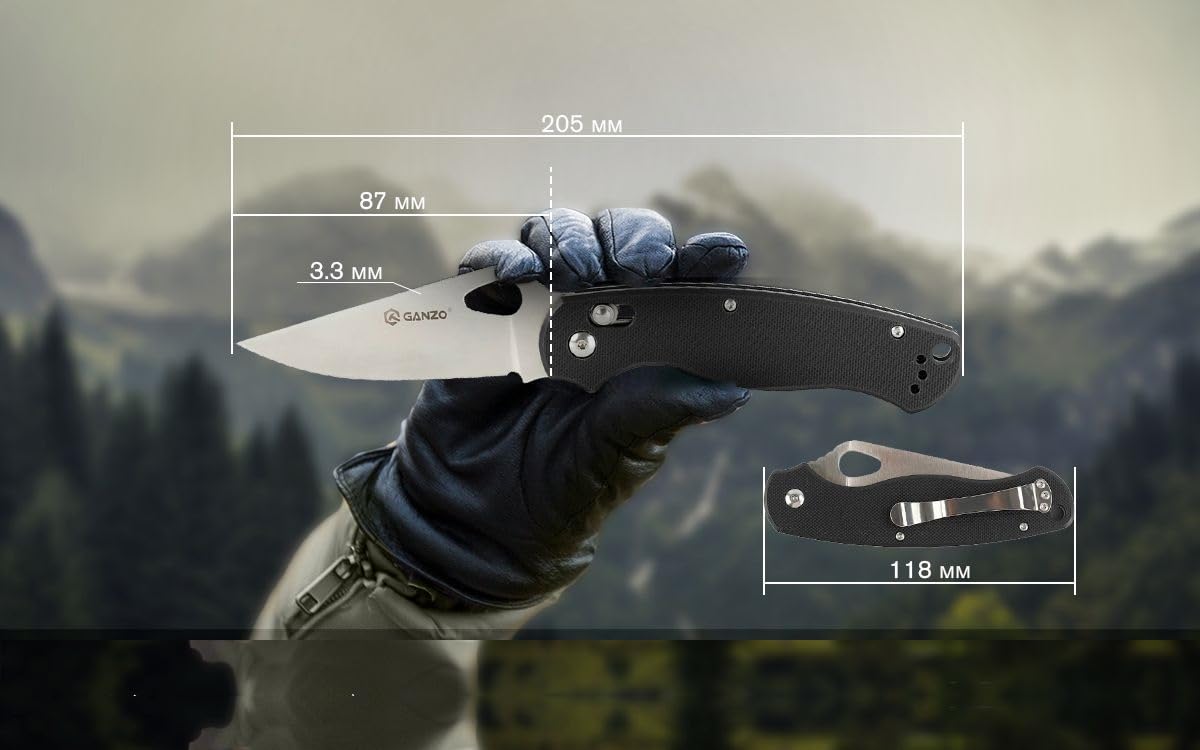 Ganzo G729-BK Folding Pocket Knife 440C Stainless