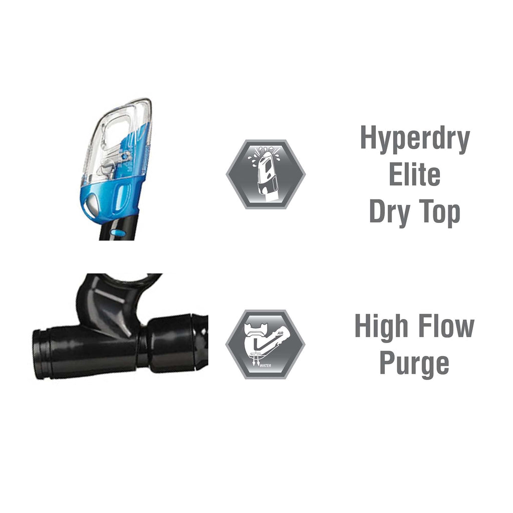 TUSA Sport Youth Mini-Kleio Mask and Dry Snorkel Combo Set, Black/Fishtail Blue,, view 3