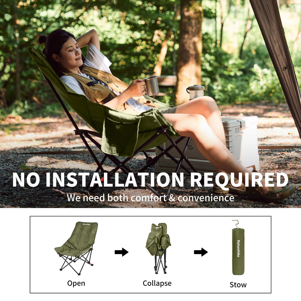 Naturehike Seastar Padded Camping Chair, Oversized 2-Position Adjustable Folding, view 6