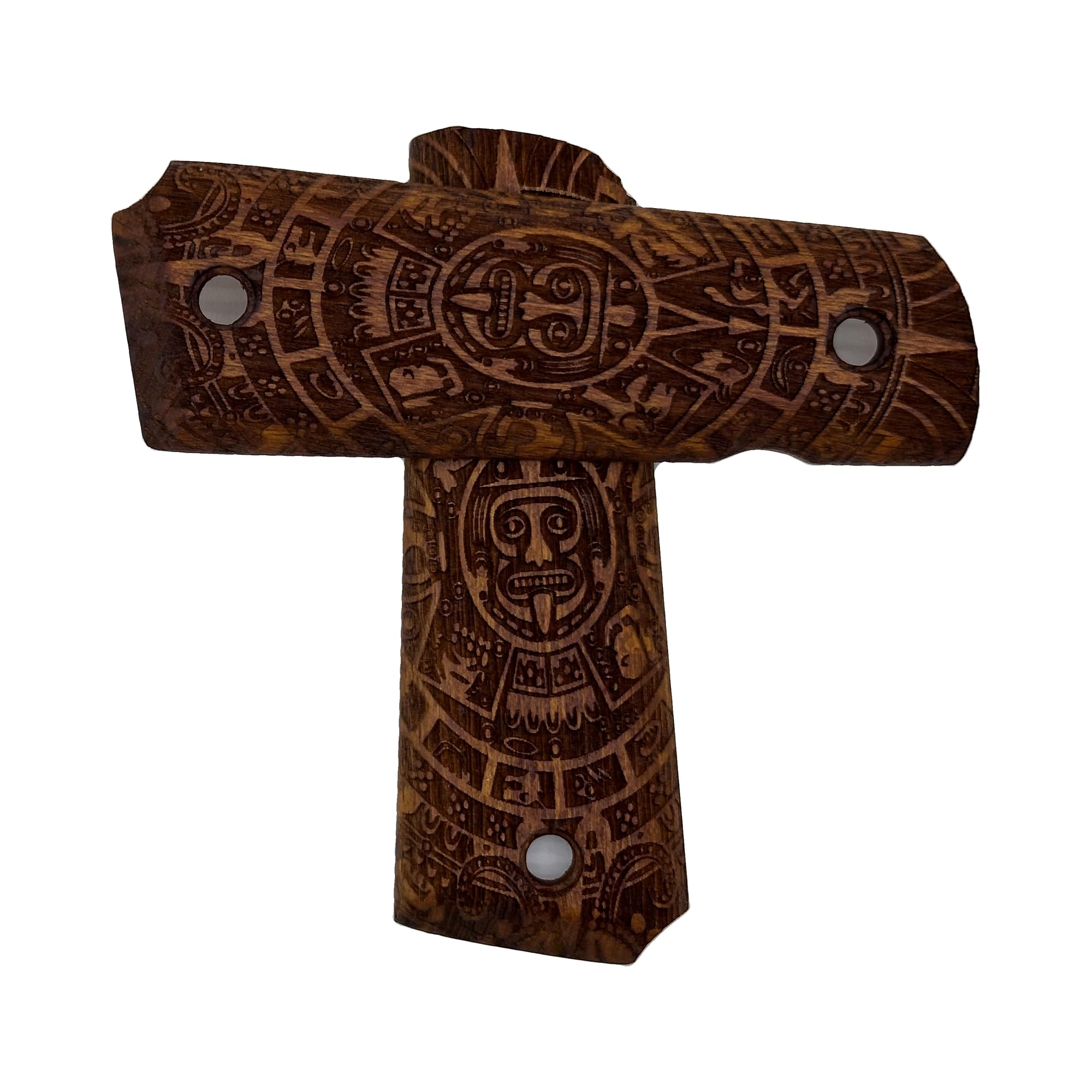 Zib Grips, Aztec Calendar Design 1911 Wooden Pistol Grips