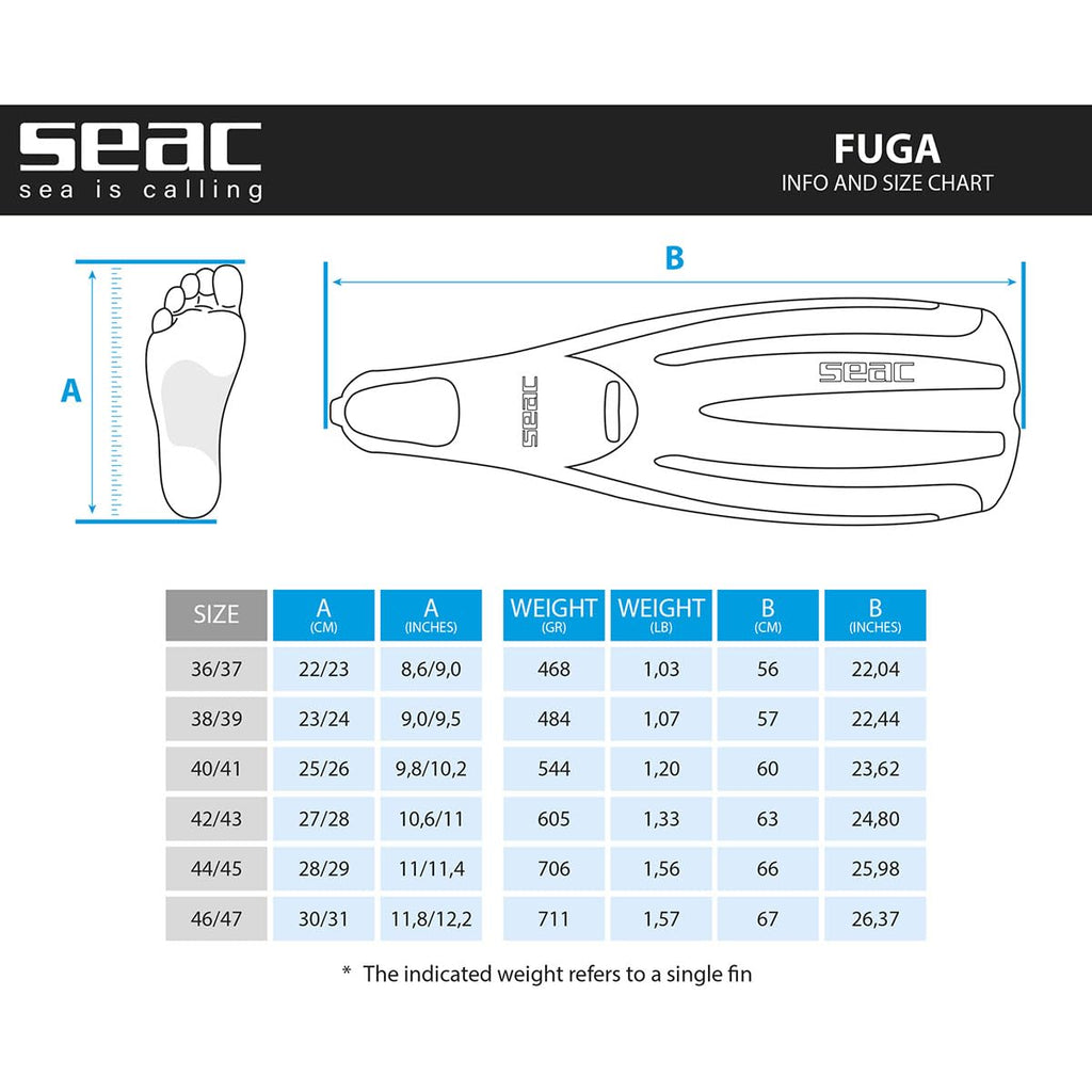 Seac Fuga Full Foot Fins - Black, 44, view 9