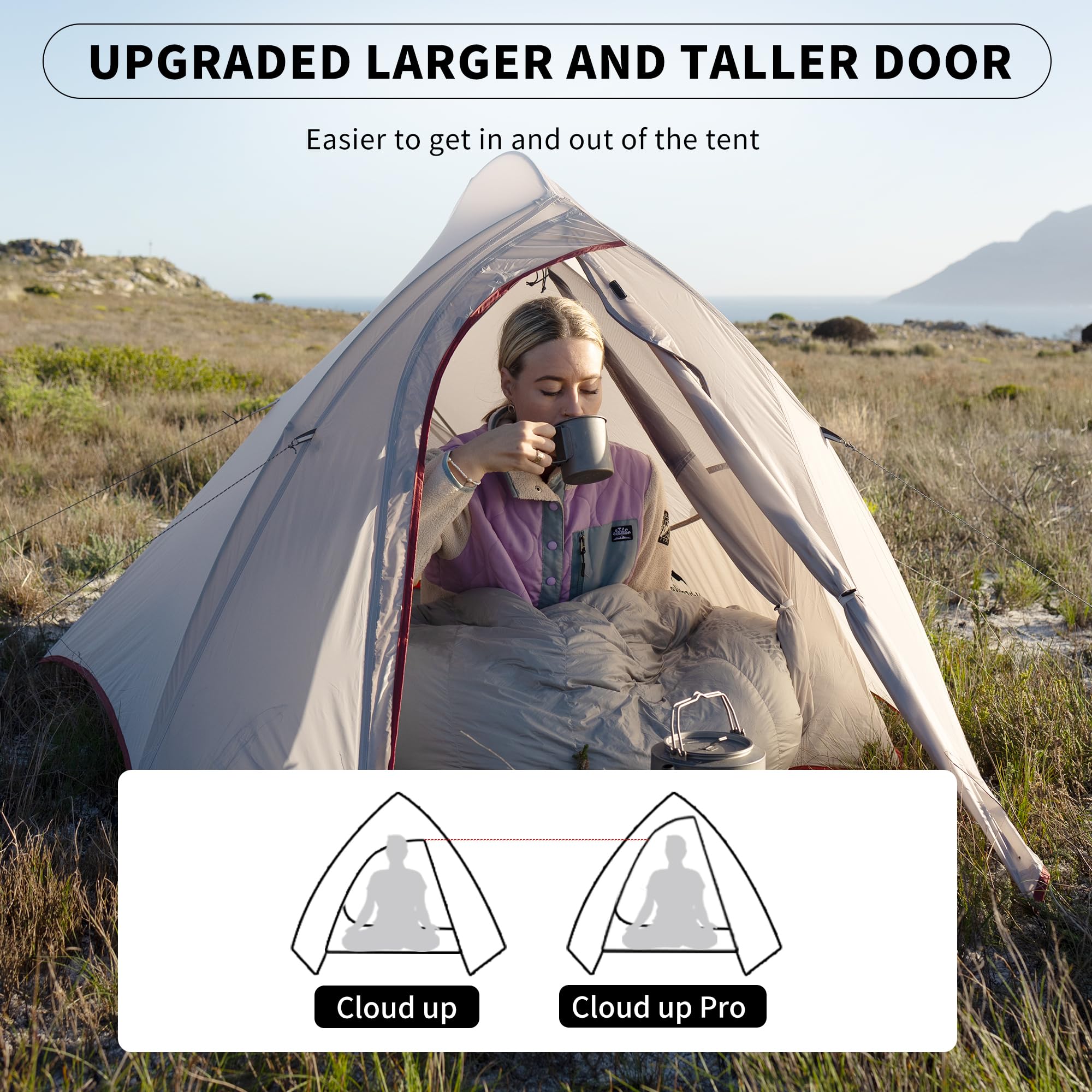Naturehike Cloud up Pro 2 Person Tent, Double Layer Waterproof Two Person Tent,U