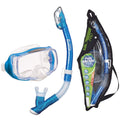 TUSA Sport Adult Imprex 3D Purge Mask and Dry Snorkel Combo, Fishtail Blue (w/Re