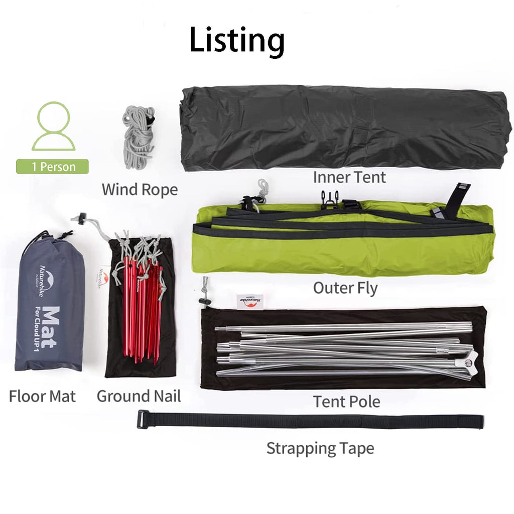 Naturehike Cloud-Up 1 Person Lightweight Backpacking Tent with Footprint - 3 Sea, view 6