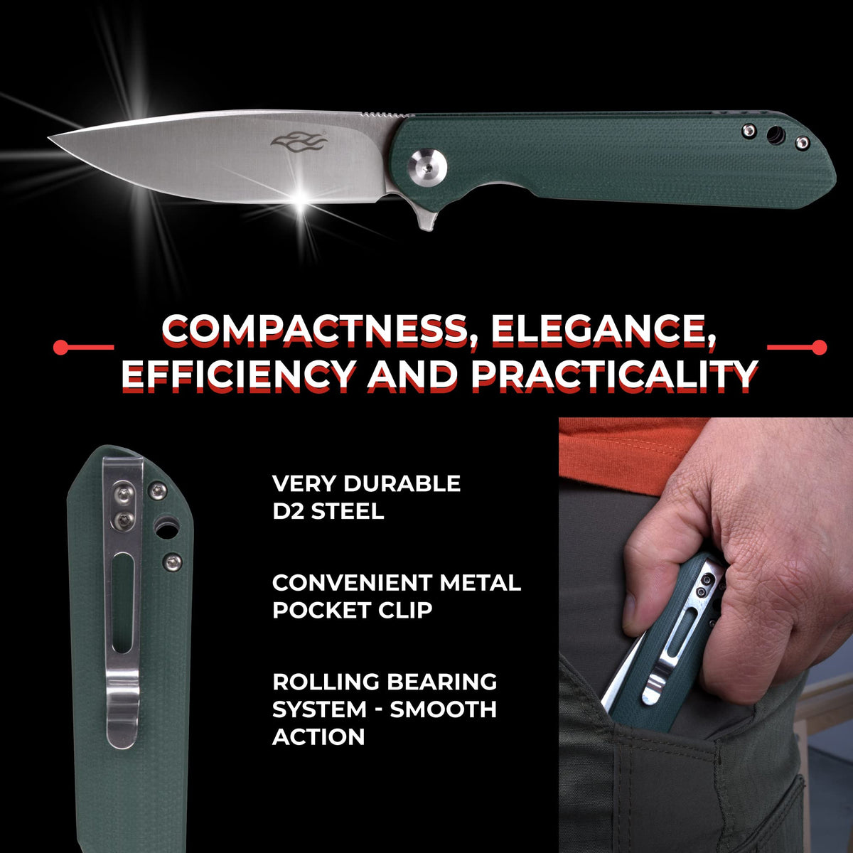 Firebird GANZO FH41S-GB Ball Bearing Pocket Folding Knife