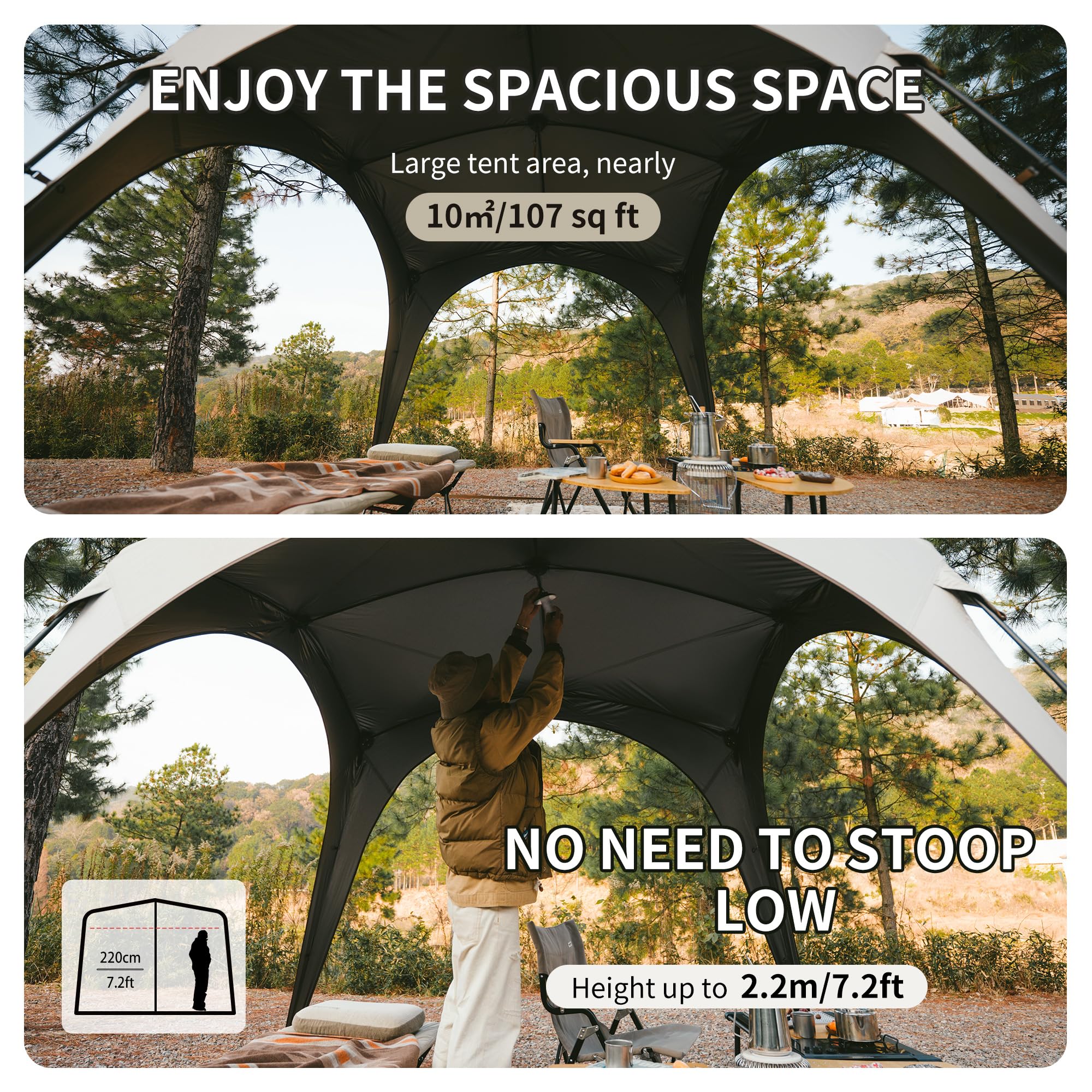 Naturehike Cloud Boundar Camping Sun Shelter, 60S Easy Setup Instant Pop up Cano
