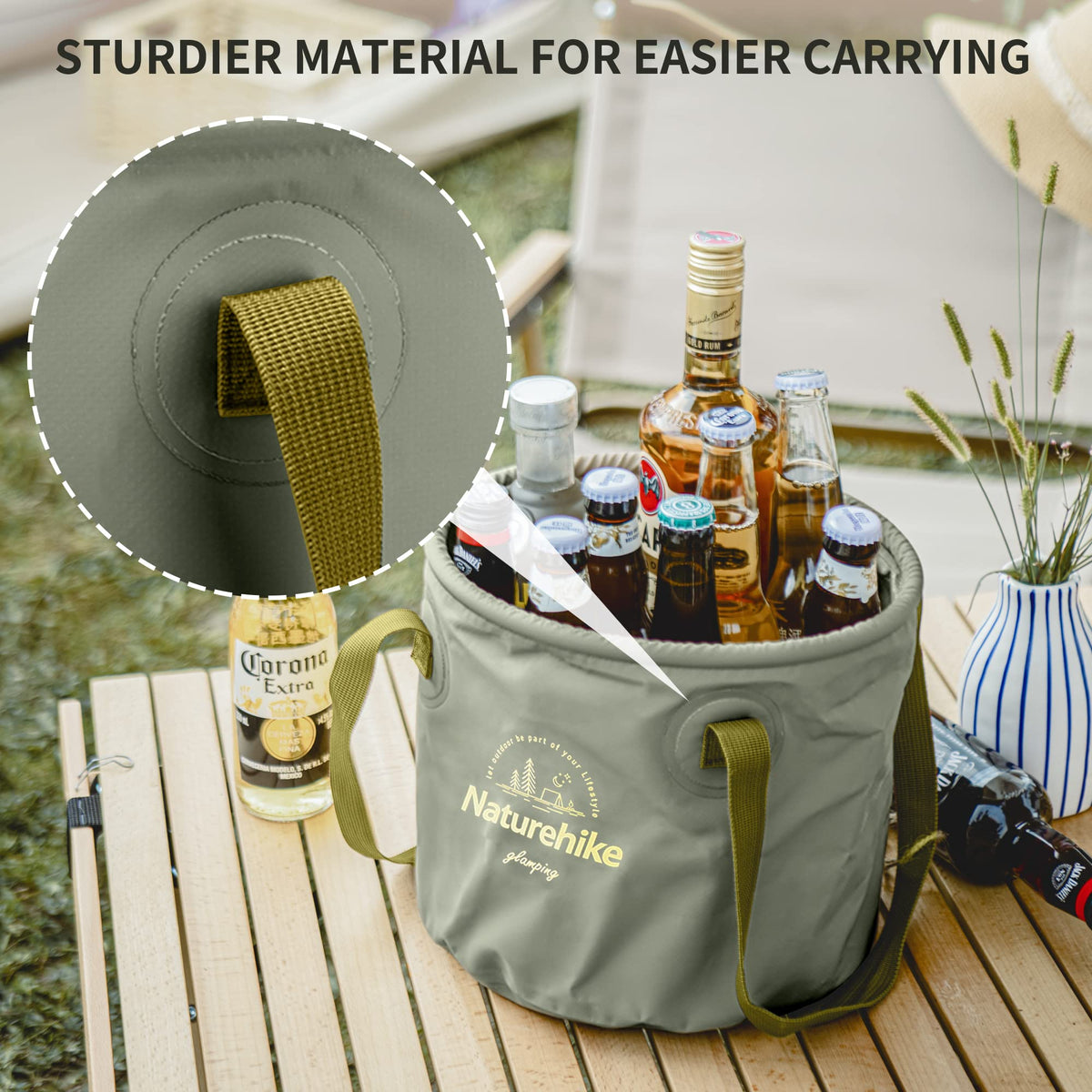 Naturehike Collapsible Bucket, Folding Bucket Wash Basin with Handle, Portable W