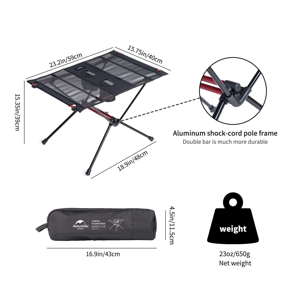 Naturehike FT07 Ultralight Camping Table, 1.6 LBS Portable Backpacking Table wit, view 7