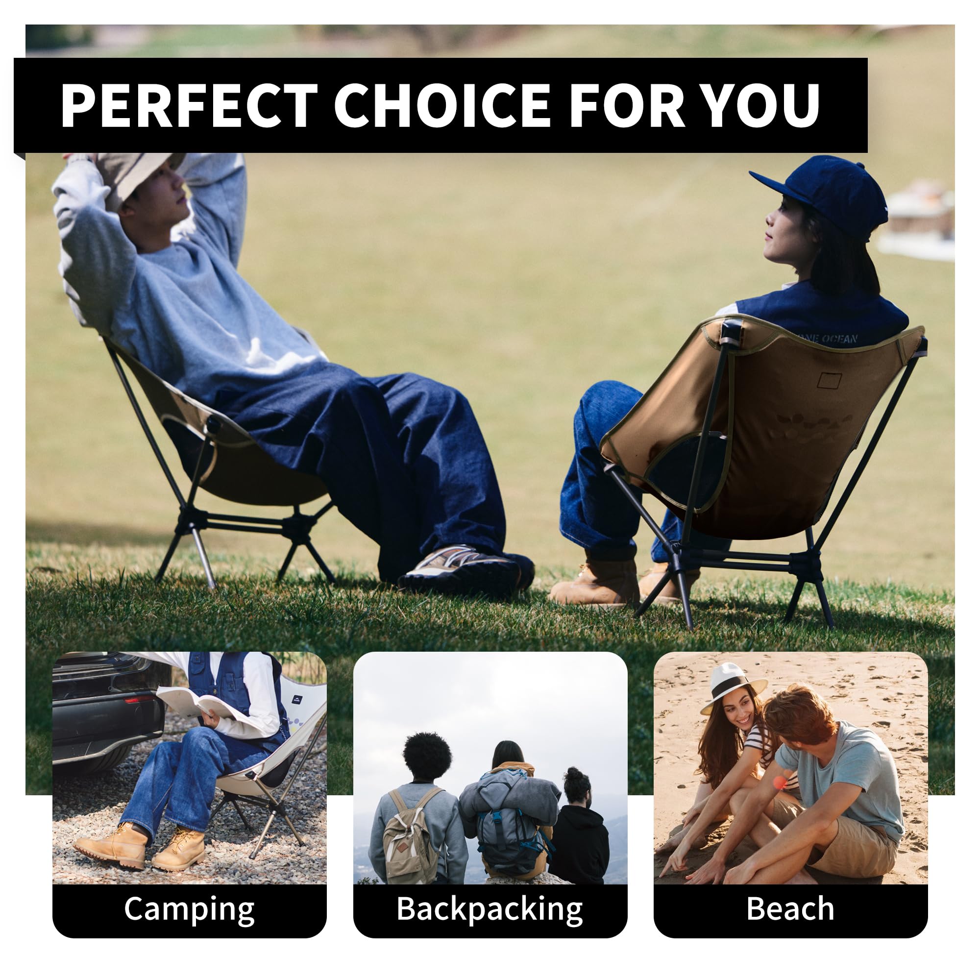 Naturehike Portable Camping Chair, Compact Backpacking Chair with Storage Bag, S