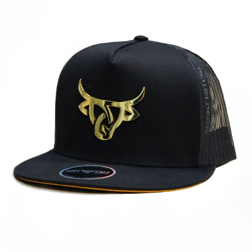 Lost Calf Iron Gold Flat Bill Adjustable Snapback Cap Hat