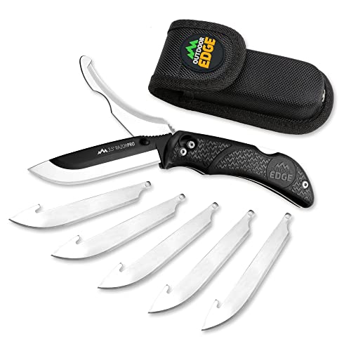 OUTDOOR EDGE RazorPro Folding Hunting Knife - Replaceable Blades, Camo Holster