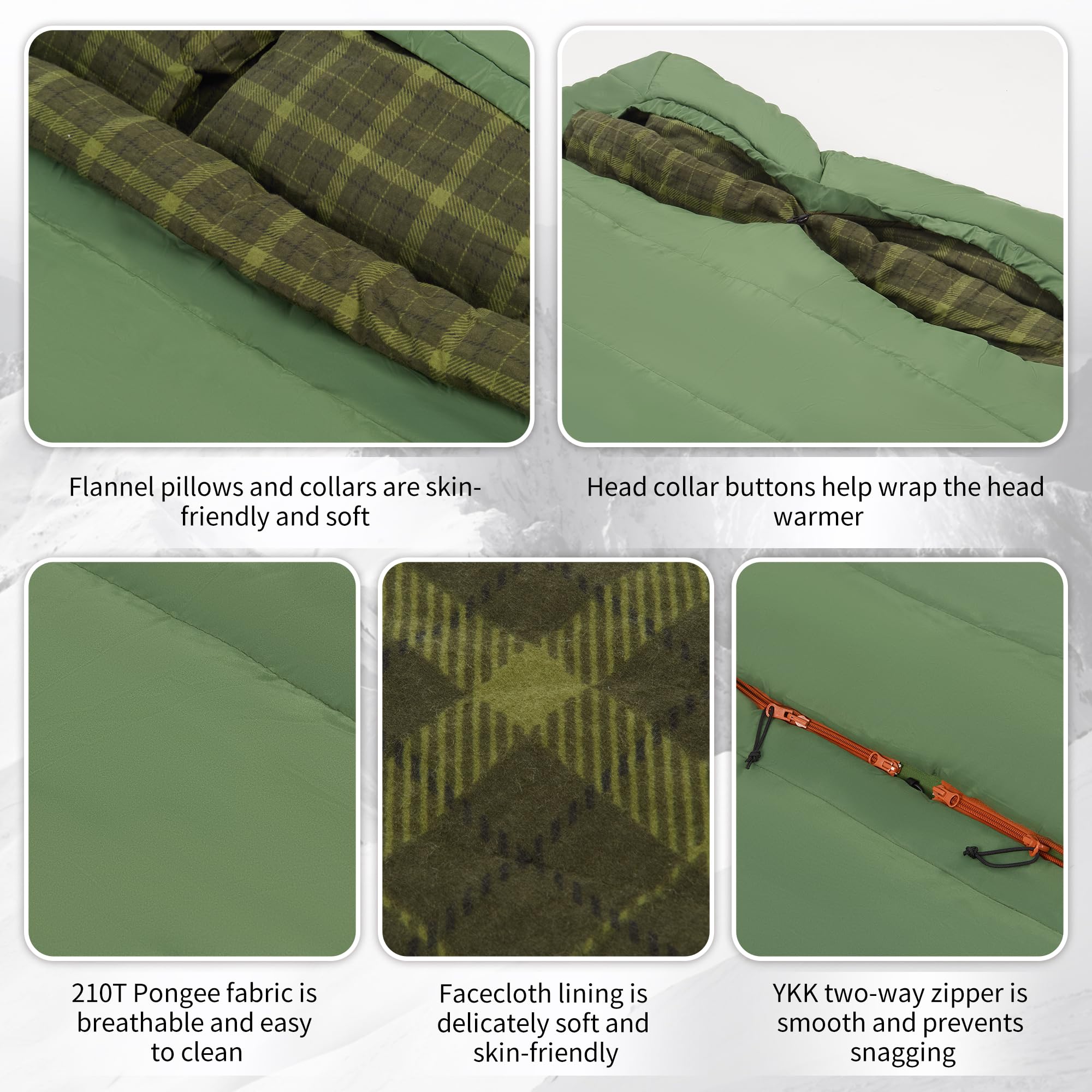 Naturehike 0 Degree Flannel Double Sleeping Bag with Pillows for Couples & Famil