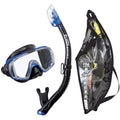 TUSA Sport Adult Visio Tri-Ex Mask and Dry Snorkel Combo, Black/Metallic Blue, U