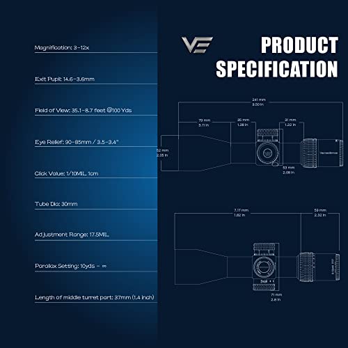 Vector Optics Veyron 3-12x44 FFP 30mm Monotube Compact Riflescope