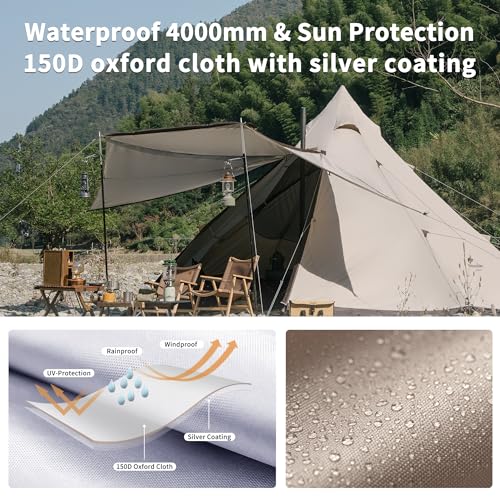 Naturehike Ranch Hot Tent with Stove Jack, Glamping Teepee Tent for 6-8 Person,, view 4