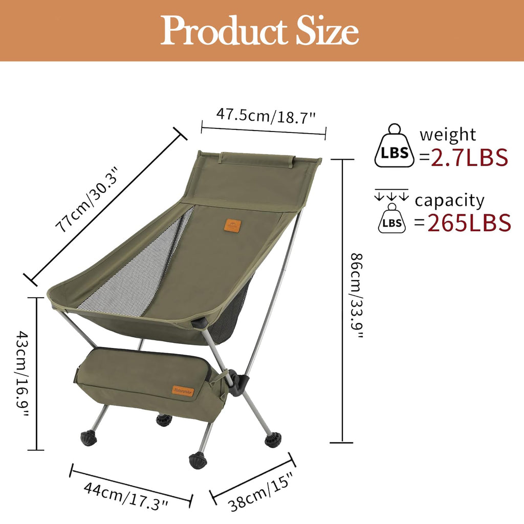 Naturehike Camping Chair, Foldable Chair with Storage Bag, Outdoor Portable Chai, view 2
