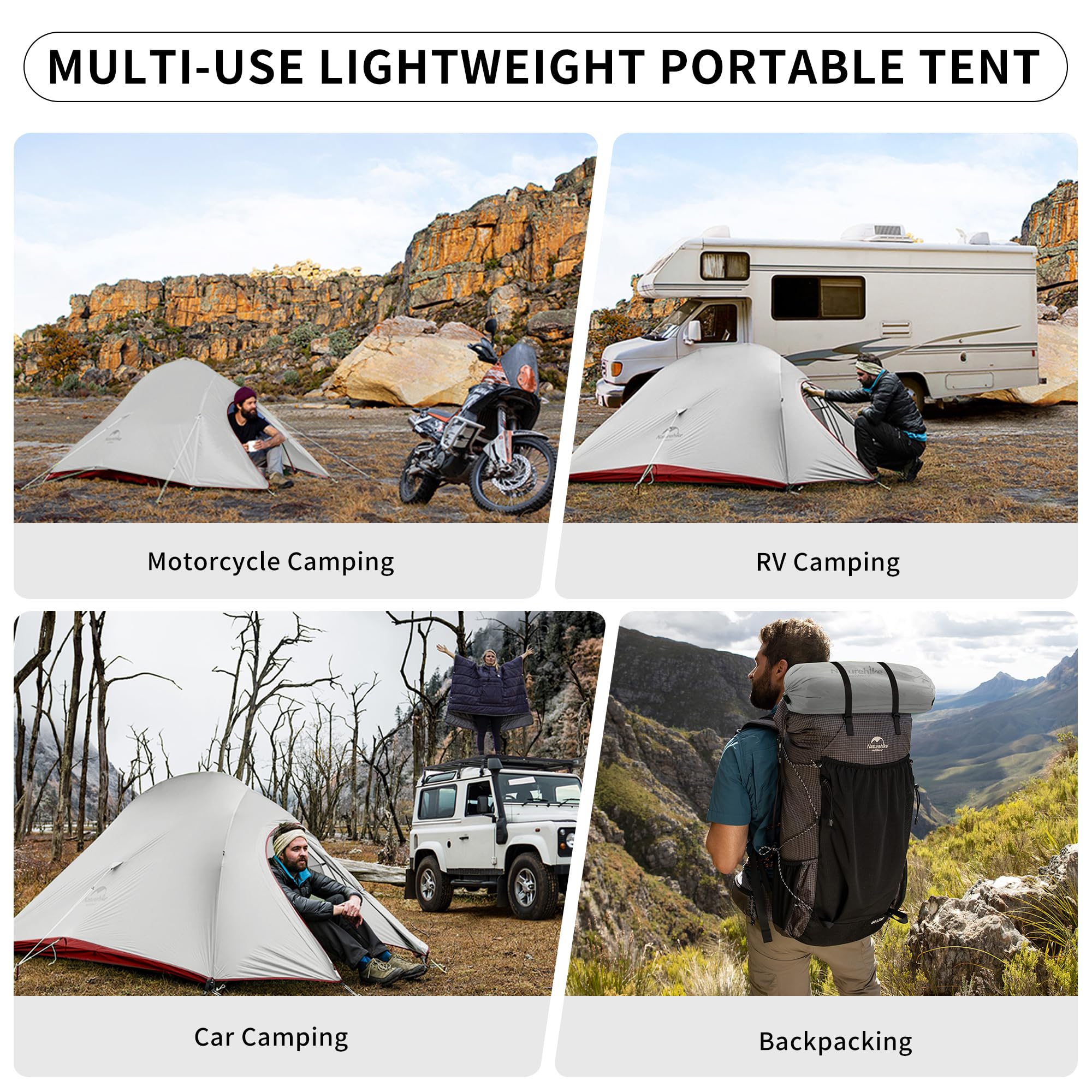 Naturehike Cloud-Up 2 Person Tent Lightweight Backpacking Tent with Footprint -
