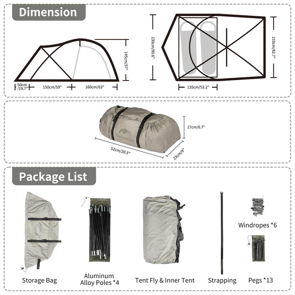 Naturehike Massif Hot Tent with Stove Jack, 4 Season Tent, 2-4 Person Camping Te, view 5