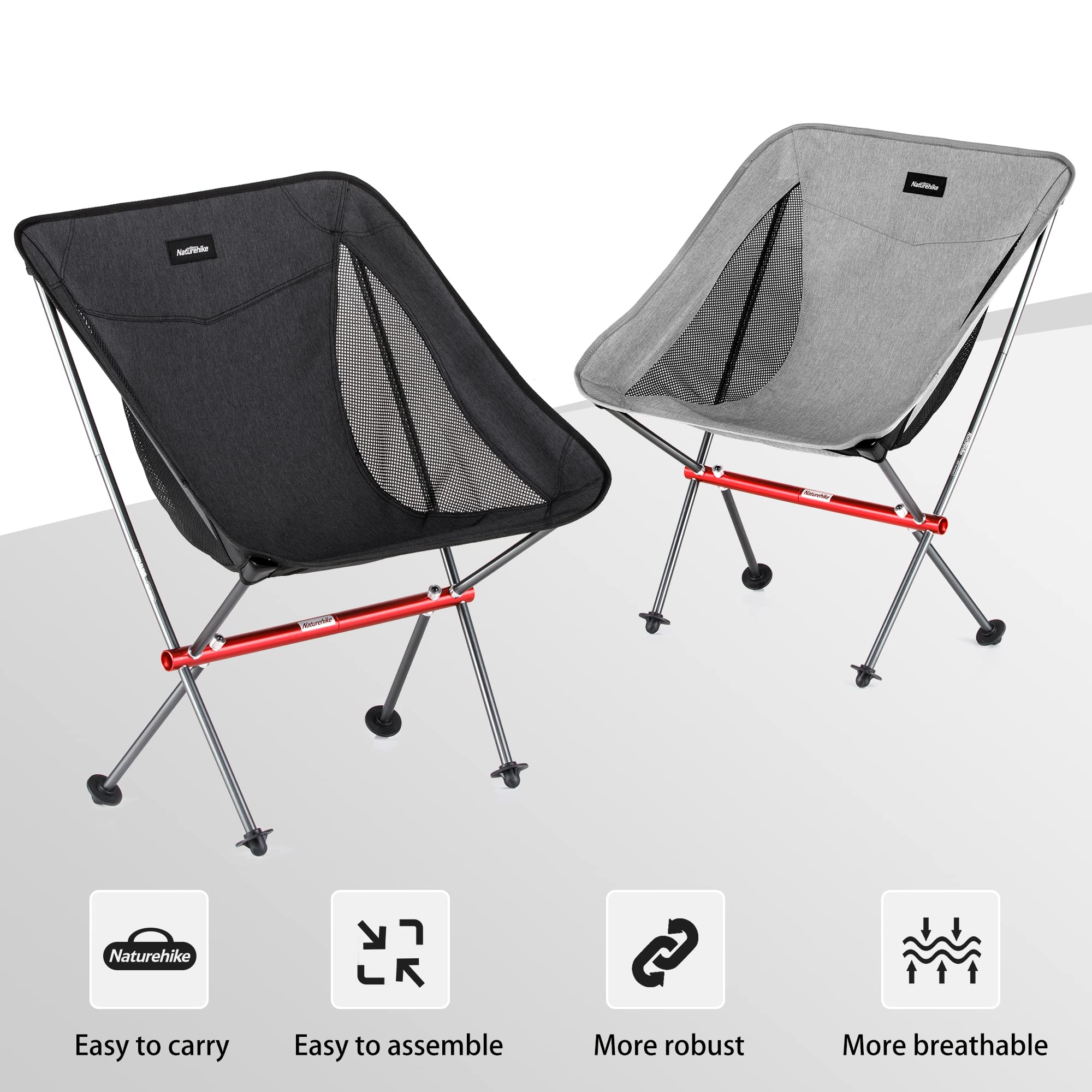 Naturehike YL05 Camping Chair, All Aluminum Frame Ultralight Camp Chair with Sto