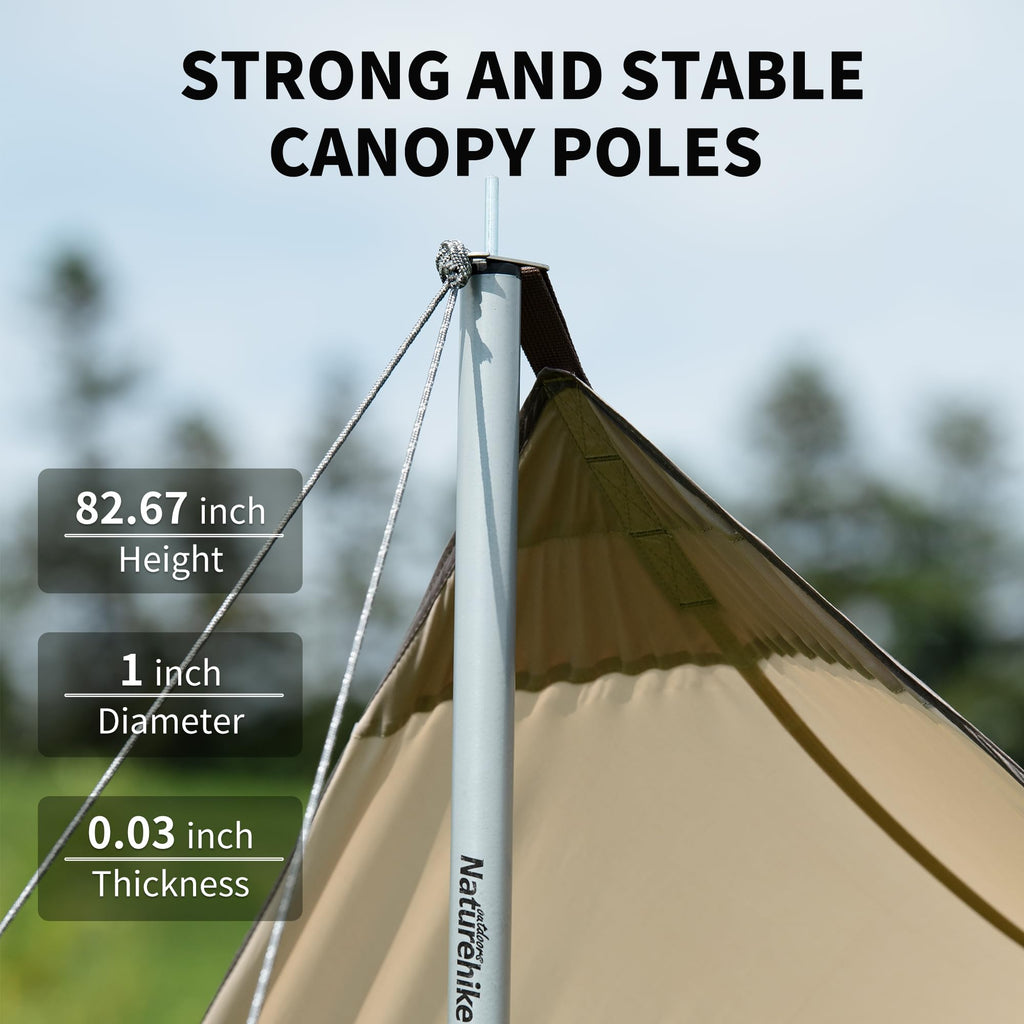 Naturehike Camping Tent Tarp,Camping Awning with Poles,Tent Canopy Rain Fly, Cam, view 4