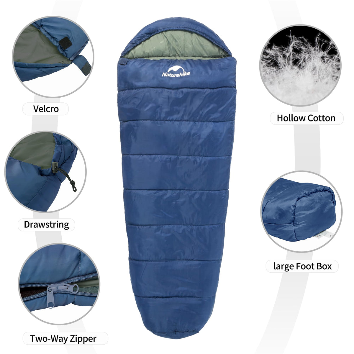 Naturehike Camping Sleeping Bag, Portable Cotton Sleeping Gear for Adults 3 Seas